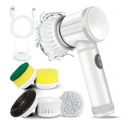 Electric Spin Scrubber Cordless Spin Scrubber with 5 Replaceable Brush Heads and Adjustable Extension Handle,5 in 1CleaningBrush